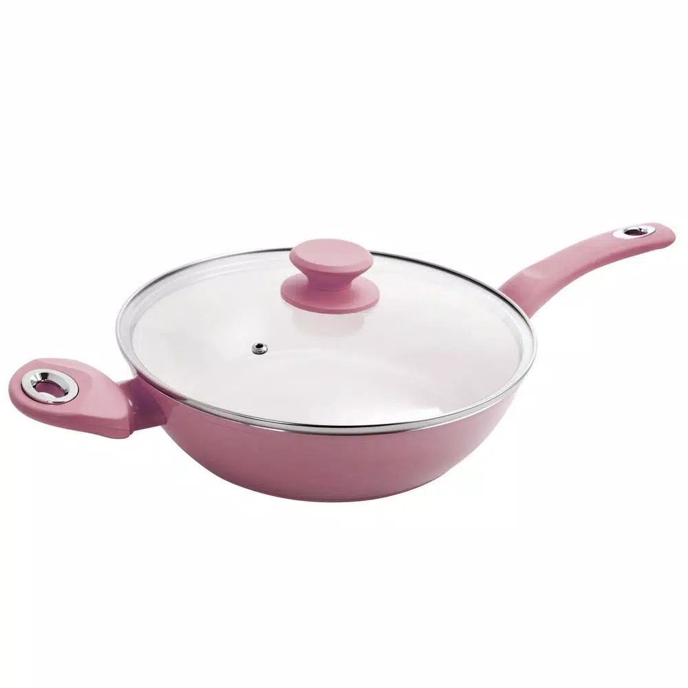Gibson Home Plaza Cafe 3.5 qt. Aluminum Nonstick Saute Pan with Glass Lid, Lavender