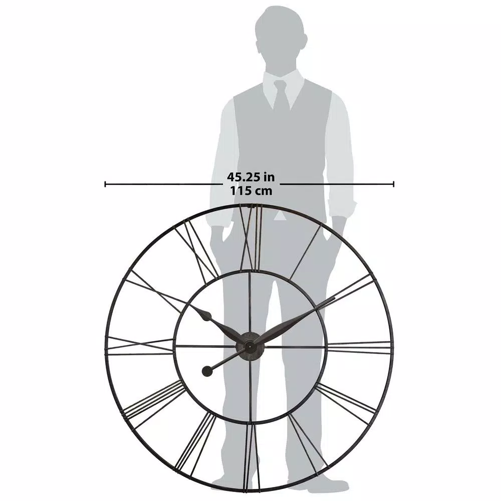 Infinity Instruments Skyscraper XXL 45 in. Oversized Round Wall Clock - Black Metal