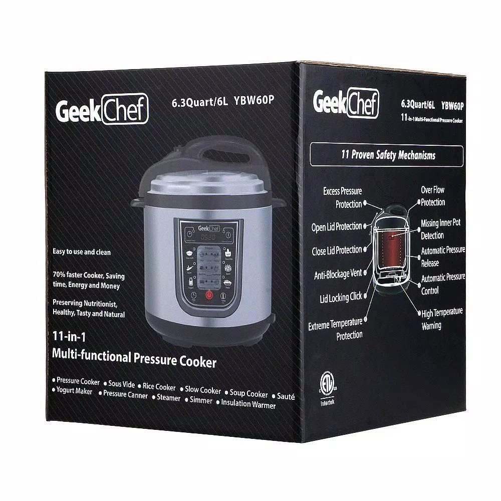 Geek Chef GeekChef 11-in-1 Electric Pressure Cooker, 6 Qt. Multi-Function Programmable Cooker with Sous Vide & Timer