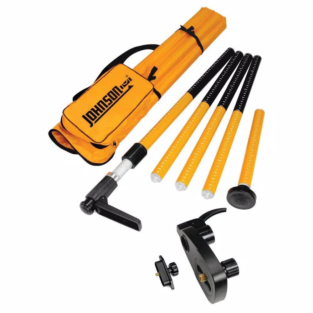 Johnson Adjustable Interior Laser Level Pole with Quick Release Clamp and Carrying Case