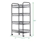 Mind Reader 4-Shelf Rolling Black Metal Mesh Storage Cart thumbnail 6