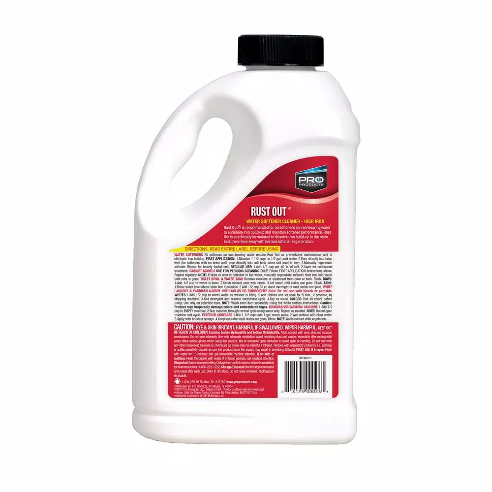 Pro Products Rust Out Rust Remover, 76 oz. Heavy Duty Iron and Rust Cleaner for Water Softeners and Household Surfaces