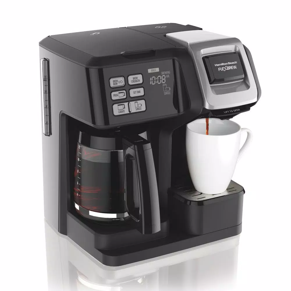 Hamilton Beach FlexBrew 2-Way Coffee Maker, 12-Cup Drip & Single-Serve Pod Brewer, Black