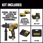 DEWALT 20V MAX XR Brushless 1/2 in. Hammer Drill Kit with (2) 5 Ah Batteries & Charger thumbnail 2