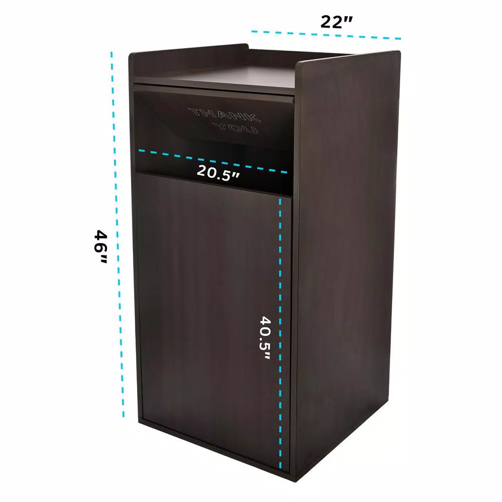 Alpine Industries 40 Gal. Black Wood Commercial Tray Top Waste Enclosure Trash Receptacle