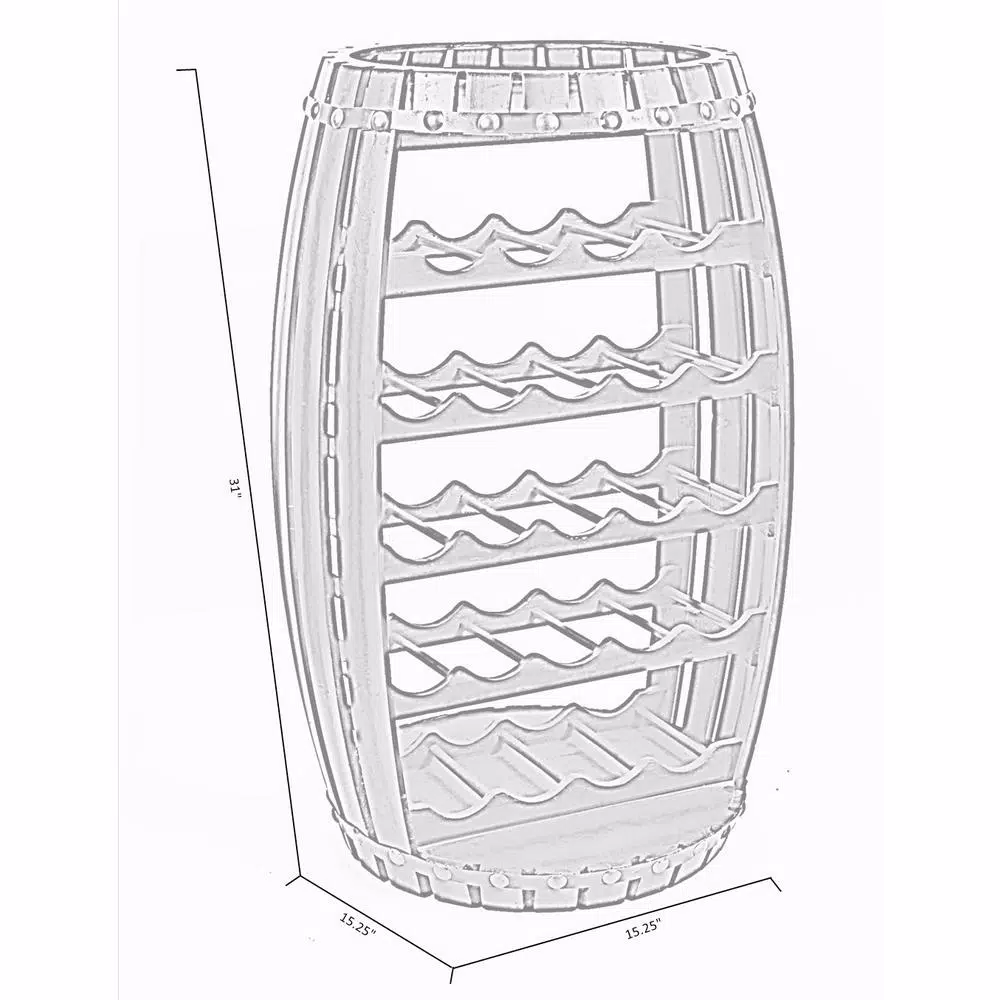 Vintiquewise Rustic Barrel Shaped Wooden Wine Rack - Holds 23 Bottles