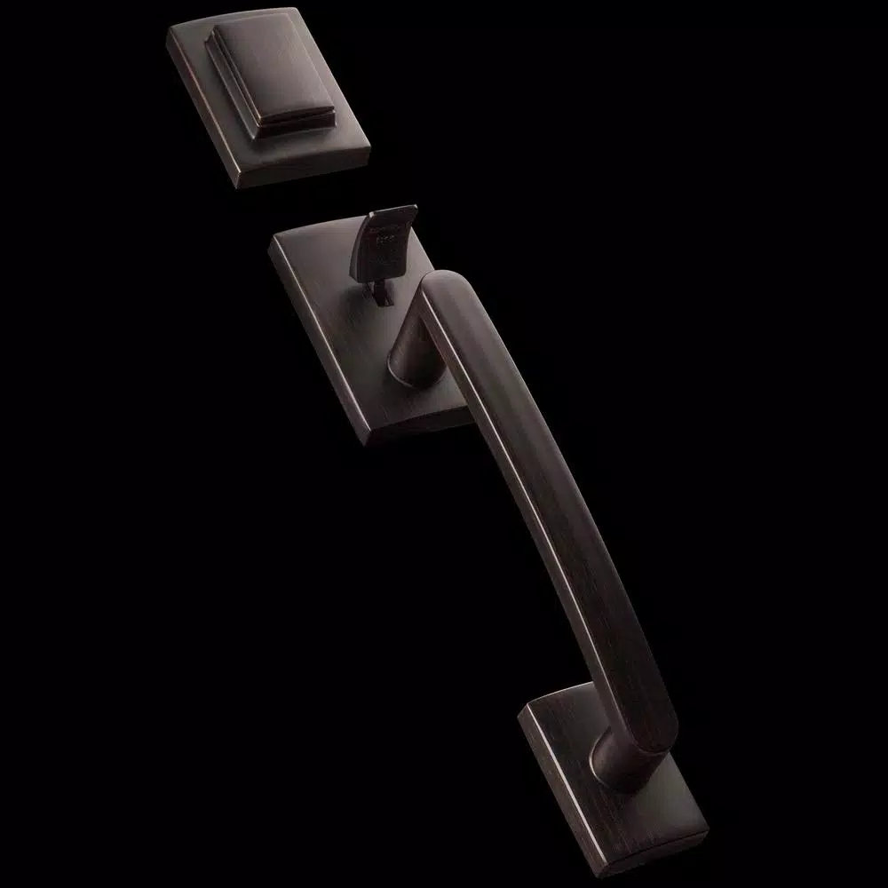 Baldwin Prestige Spyglass Single Cylinder Venetian Bronze Door Handleset with Square Lever
