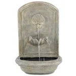 Sunnydaze Decor Seaside French Limestone Electric Outdoor Wall Fountain, Coastal Seashell Design thumbnail 1