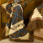 Donna Sharp Cabin Raising Pinecone Brown Cotton Throw Blanket, Rustic Botanical Embroidered Design thumbnail 1
