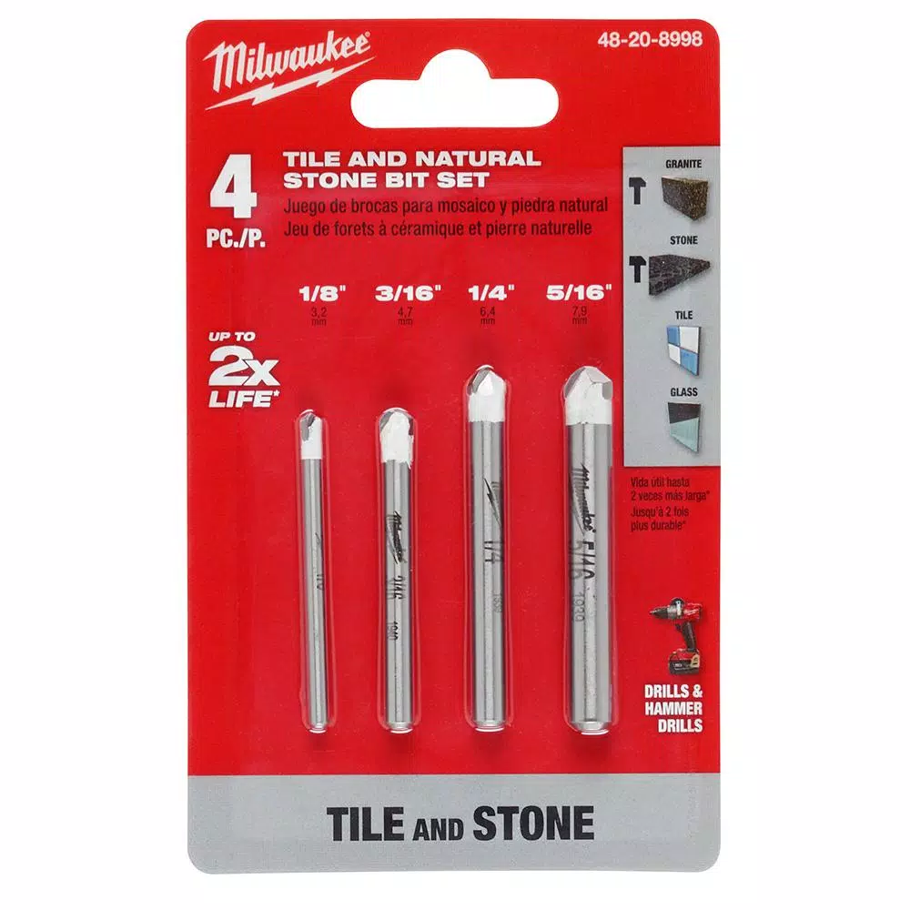 Milwaukee 4-Piece Carbide Tile and Natural Stone Drill Bit Set