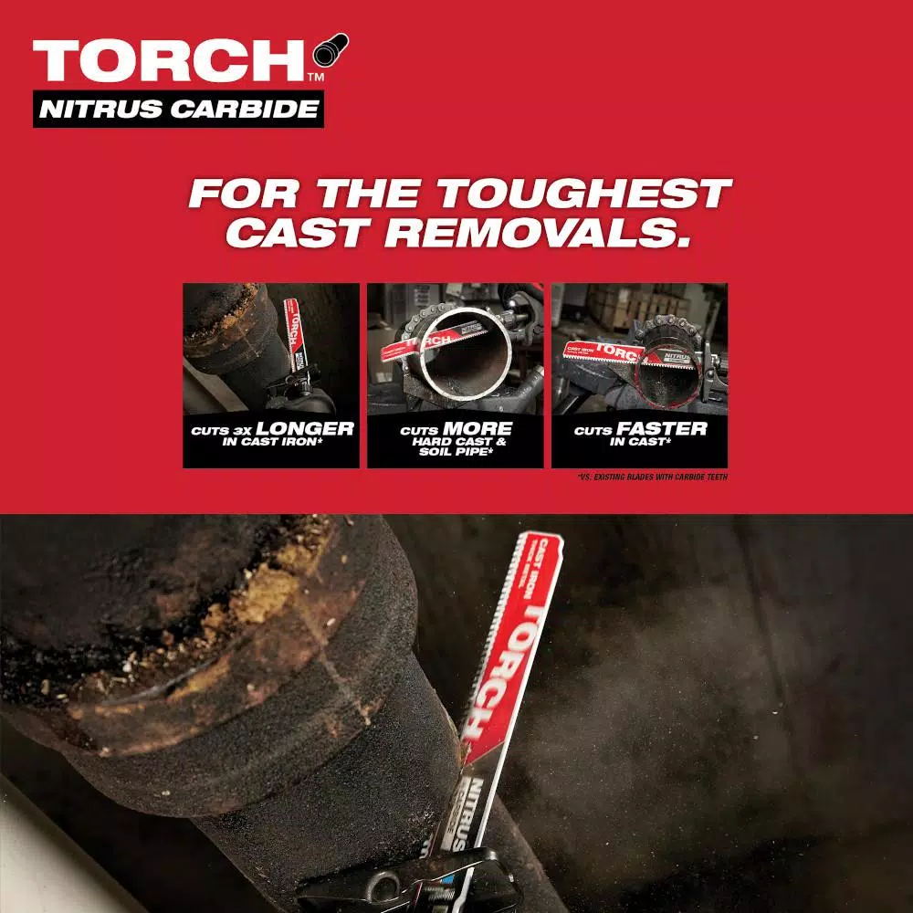 Milwaukee 12 in. Torch Nitrus Carbide 7 TPI Reciprocating Saw Blades, 5-Pack