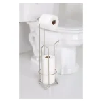 Bath Bliss Satin Nickel Toilet Paper Holder and Stand with Extra Roll Storage thumbnail 2