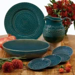 Certified International Aztec Teal 80 oz. Ceramic Pitcher thumbnail 2