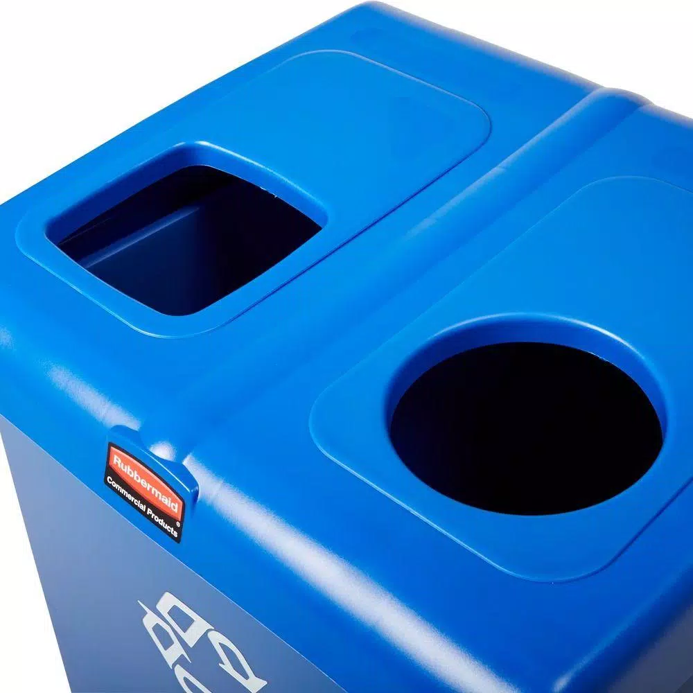 Rubbermaid Commercial Products 46 Gal. 2-Stream Glutton Recycling Station - High-Capacity Indoor/Outdoor Recycling Bin