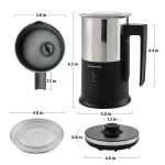 Ovente FR1208 3-in-1 Electric Milk Frother & Heater, Black Stainless Steel, 8.1 oz thumbnail 5