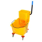Alpine Industries 36 Qt. Yellow PVC Mop Bucket with Side Wringer thumbnail 2