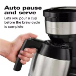 Hamilton Beach 8-Cup Programmable Coffee Maker with Thermal Stainless Steel Carafe, Black thumbnail 7