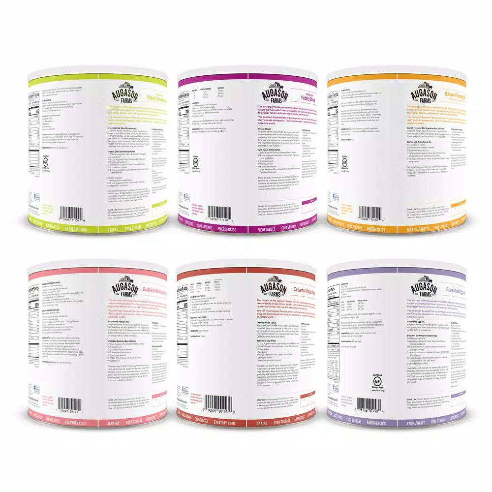 Augason Farms Breakfast Variety Pack Emergency Food Supply - 6 Large Cans, 30-Year Shelf Life