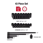 SUNEX TOOLS Sunex 2568 1/2 in. Drive SAE Master Impact Socket Set, 43-Piece thumbnail 2
