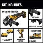DEWALT 20V MAX XR Cordless Brushless 4-1/2 in. Small Angle Grinder Kit with (2) 6.0Ah Batteries & 1/4 in. Impact Driver thumbnail 2