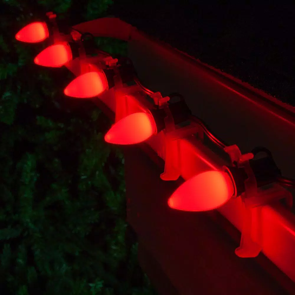 Wintergreen Lighting OptiCore C7 LED Red Smooth Opaque Christmas Light Bulbs, 25-Pack