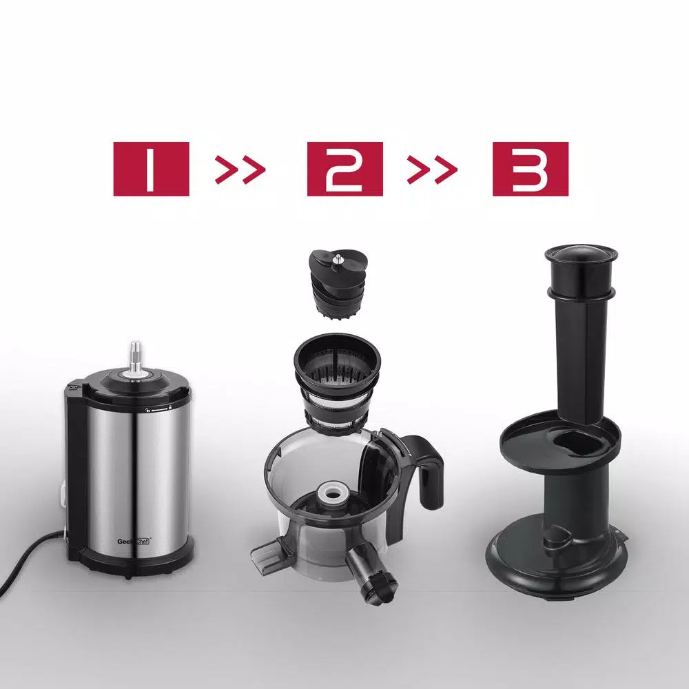 Boyel Living 200W Stainless Steel Slow Masticating Juicer, Quiet Cold Press Juicer with Reverse Function, Silver