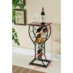 Kings Brand Furniture Kings 11-Bottle Black Metal Wine Rack with Marble Finish Top thumbnail 3
