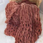 DONNA SHARP Rust Chenille Chunky Knit Throw Blanket, 40 x 50 in, Modern Solid Pattern thumbnail 3