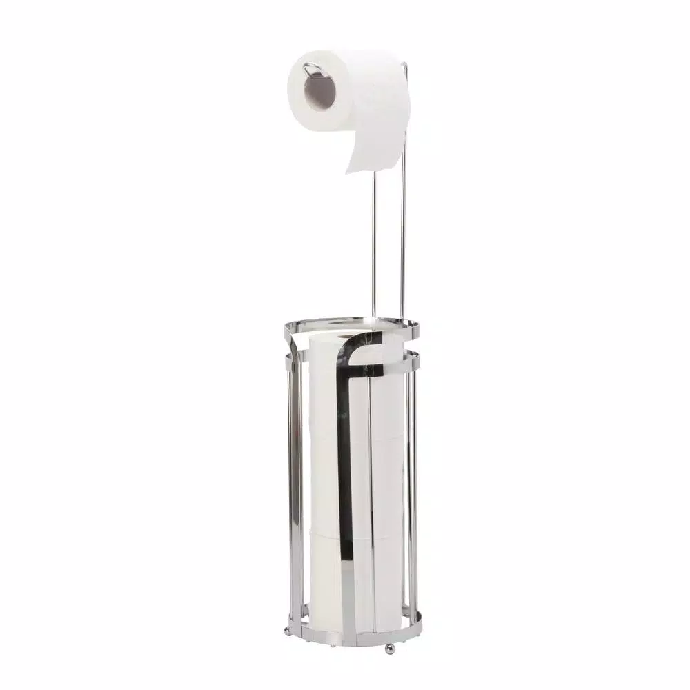 Bath Bliss Mod Collection Toilet Paper Holder and Reserve Stand with Storage in Chrome