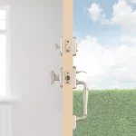 Baldwin Prestige Wesley Single Cylinder Satin Nickel Handleset with Arch Rose Carnaby Knob and SmartKey Security thumbnail 11
