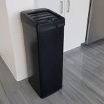 iTouchless 14 Gal. Stainless Steel Touchless Motion Sensing Trash Can with Space-Saving Sliding Lid - Black thumbnail 4