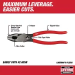Milwaukee 9 in. High-Leverage Linesman Pliers with Crimper and Fish Tape Puller thumbnail 2
