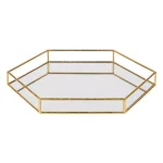 Kate and Laurel Felicia Gold Decorative Hexagon Mirrored Metal Tray thumbnail 1