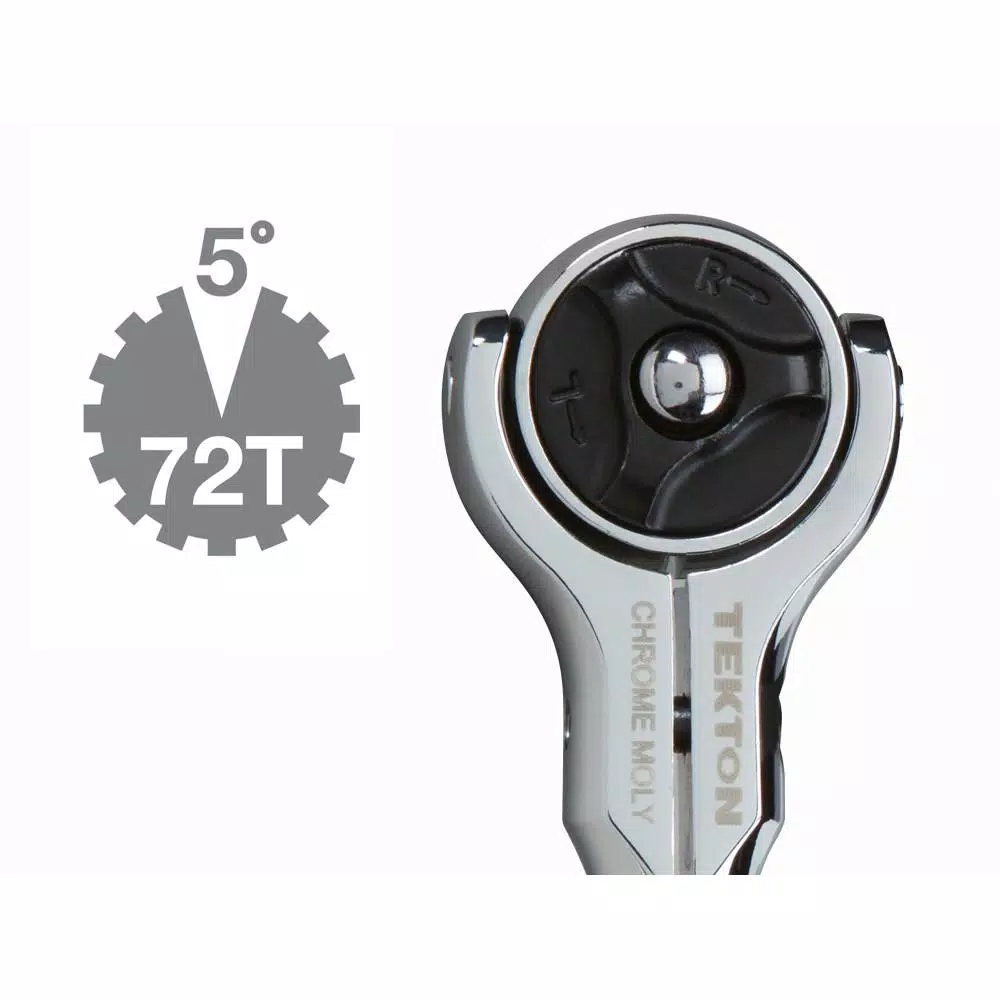 TEKTON 1/4 in. Drive 5 in. Swivel Head Ratchet, 72-Tooth