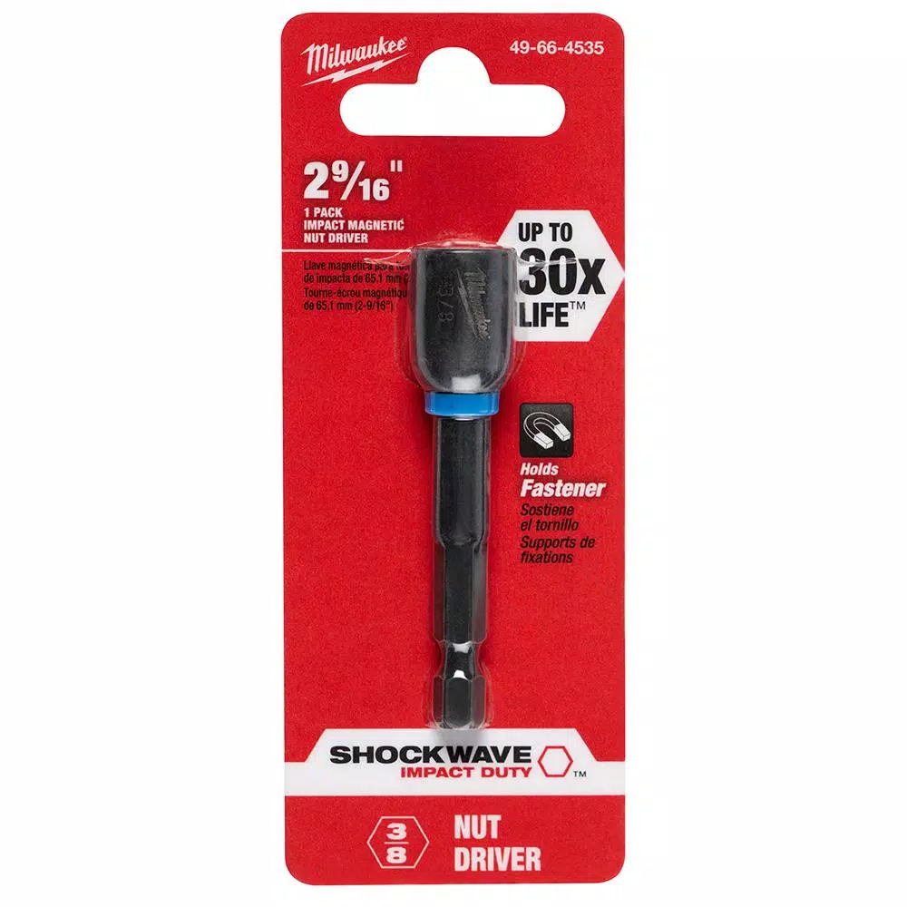 Milwaukee SHOCKWAVE 3/8 in. x 2-9/16 in. Magnetic Nut Driver, Impact Rated