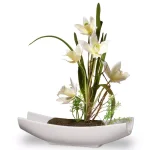 National Tree Company Artificial Yellow Orchid Floral Arrangement in White Oriental Ceramic Pot thumbnail 2