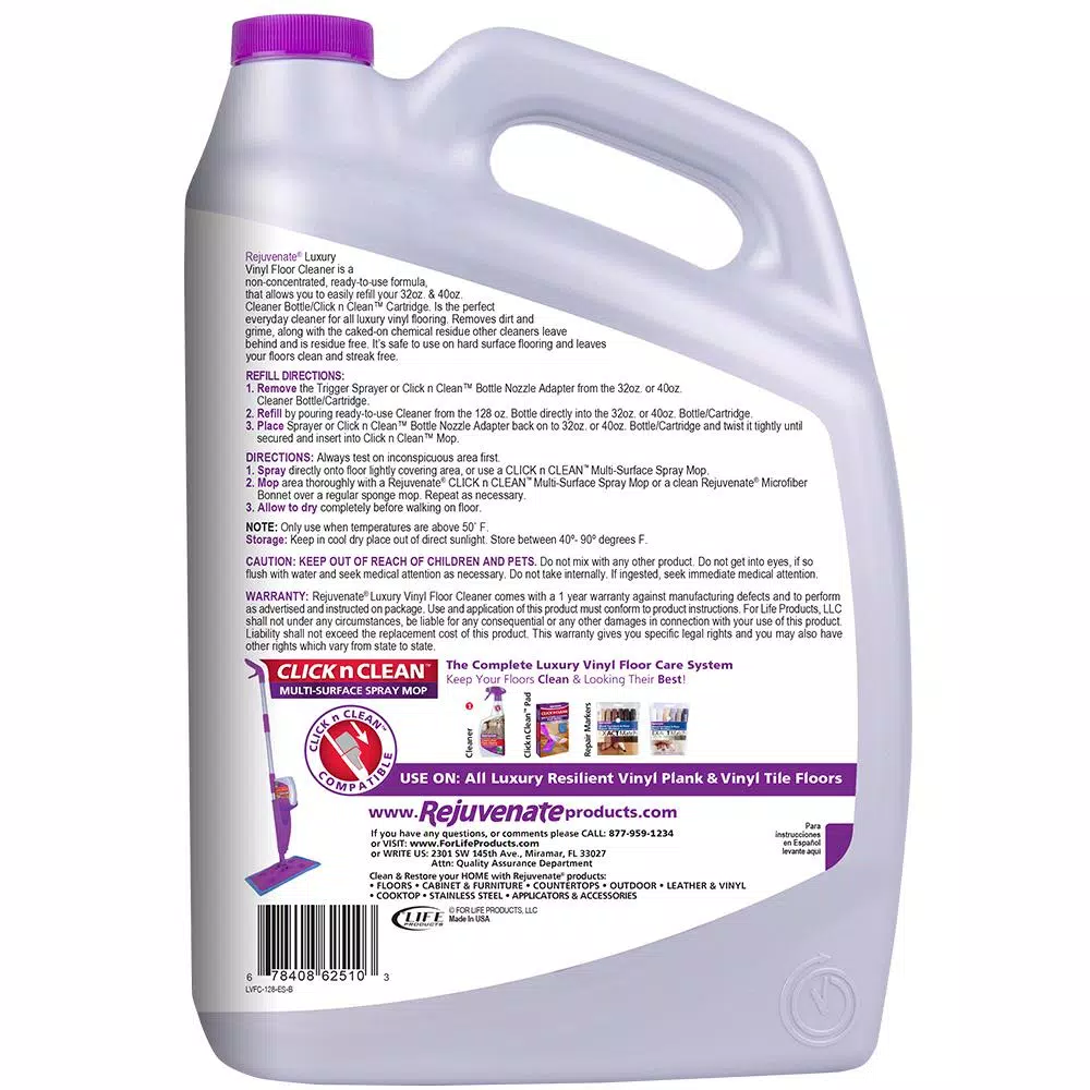 Rejuvenate Luxury Vinyl Floor Cleaner, 128 oz. pH Neutral Spray and Mop Formula