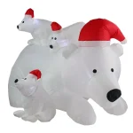 JOYDECOR 6 ft. Polar Bear Family Christmas Inflatable with LED Lights and Red Santa Hats thumbnail 8