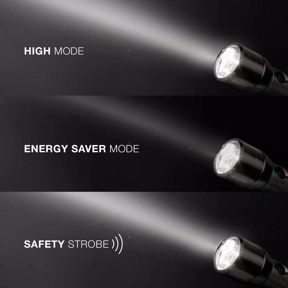 Energizer Vision HD Metal Rechargeable LED Flashlight, 1000 Lumens, USB Power Bank Function