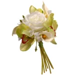 National Tree Company 10.25 in. White Rose and Calla Lily Artificial Flower Bouquet thumbnail 2