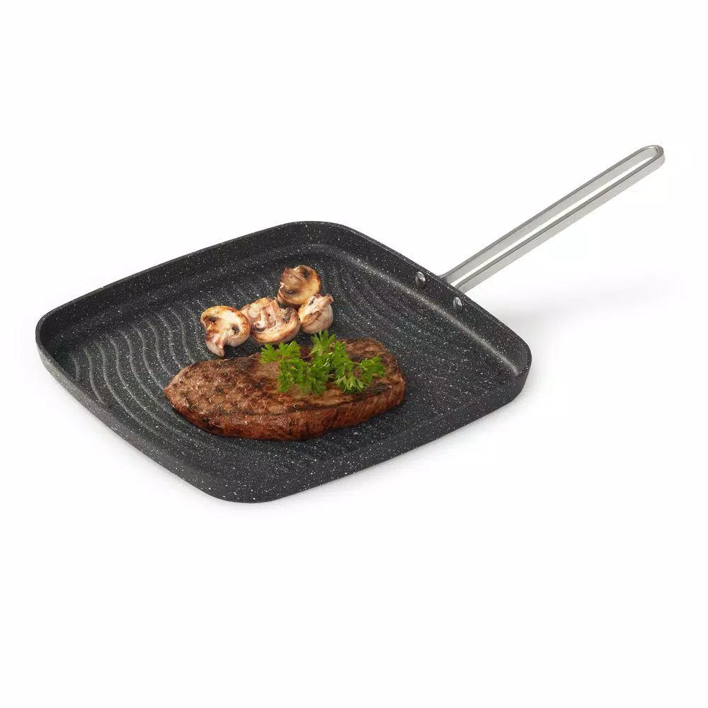 Starfrit The Rock 10.2 in. Aluminum Nonstick Grill Pan, Black Speckle