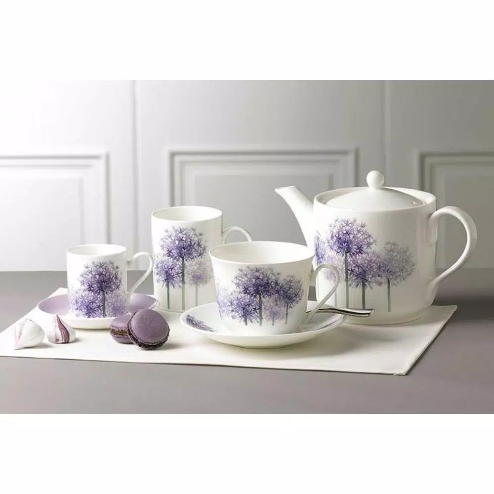 Unbranded Roy Kirkham Lucy Alliums Fine Bone China Mug Set of 6, 320ml, Made in England