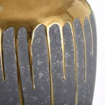 StyleCraft Marloe Charcoal and Gold Ceramic Table Vase, Contemporary Urn Style thumbnail 5