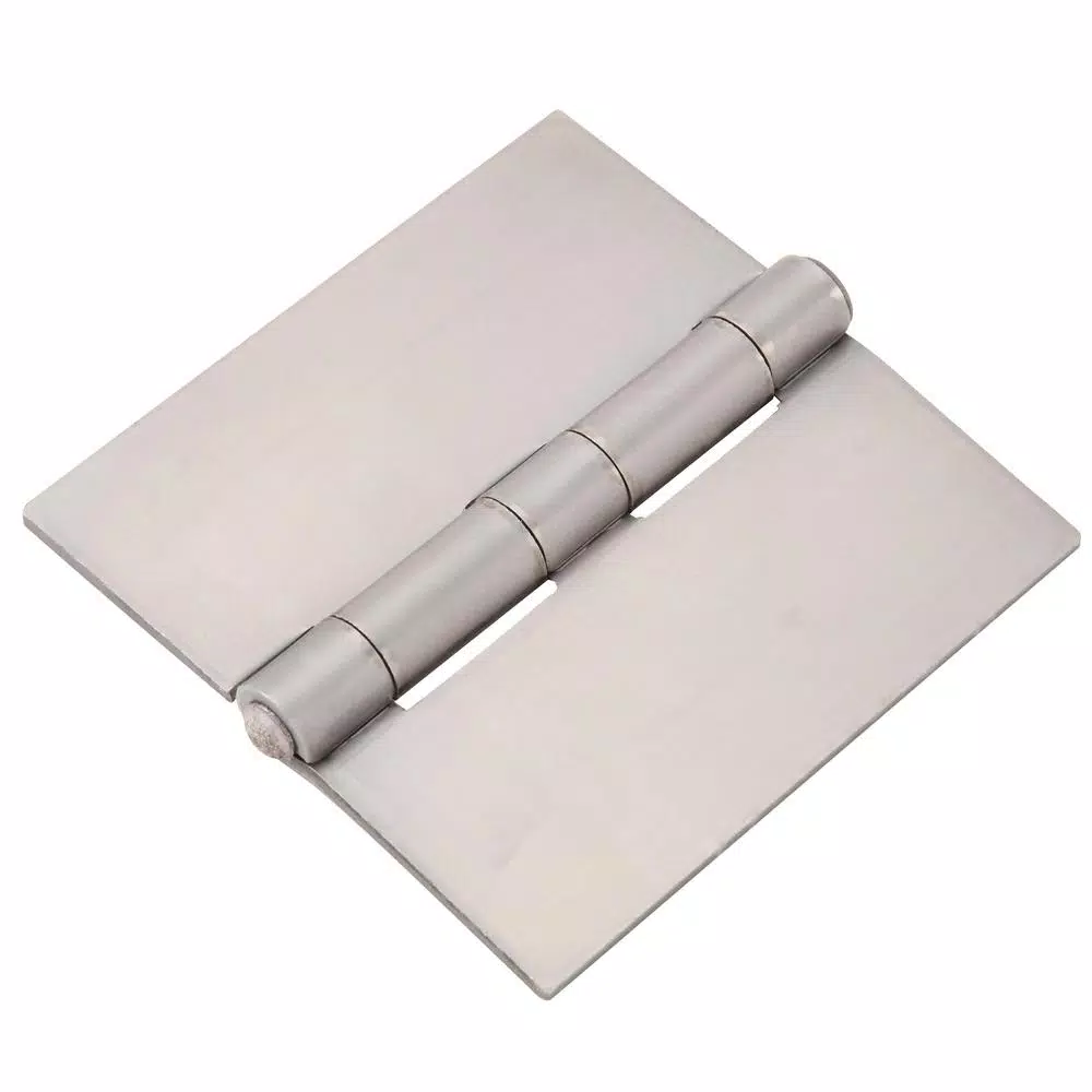 Hardware Essentials 4 in. Plain Steel Weldable Surface Hinge, Square Corner, Fixed Pin (5-Pack)