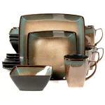 Gibson Elite Tequesta 16-Piece Stoneware Dinnerware Set, Tan, Service for 4 thumbnail 1