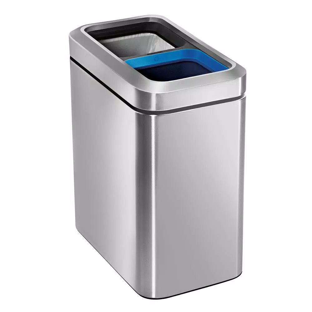 simplehuman 20-Liter Slim Open Recycler, Fingerprint-Proof Brushed Stainless Steel