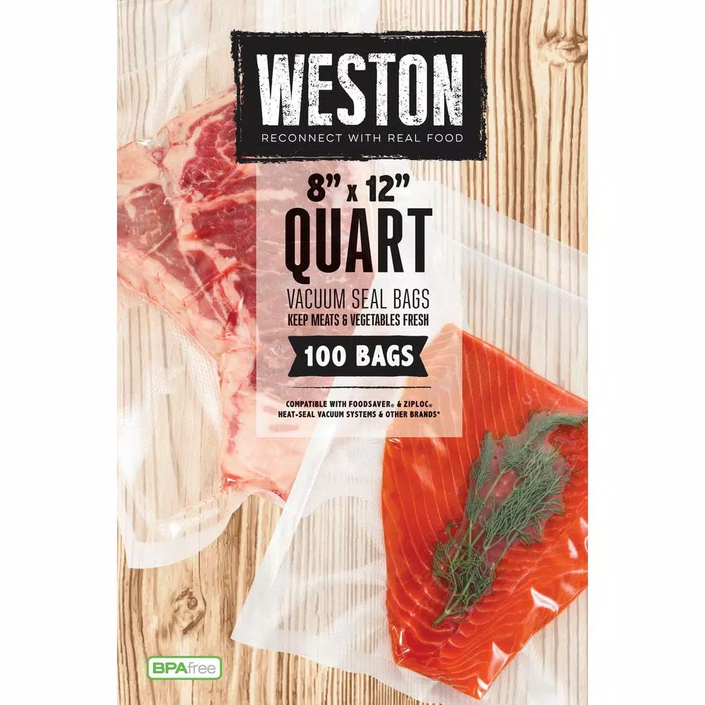 Weston 8 in. x 12 in. Heavy Duty Vacuum Sealer Bags, 3.0 Mil Thick, 100 Count