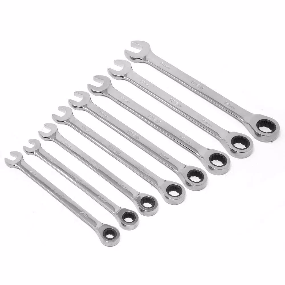 WEN 16-Piece Metric Ratcheting Combination Wrench Set with Storage Pouch