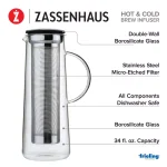 ZASSENHAUS 8-Cup Borosilicate Glass Coffee Maker & Cold Brew Infuser with Stainless Steel Filter thumbnail 4