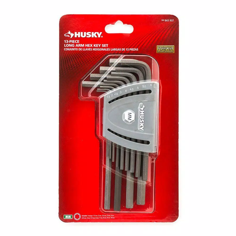 Husky 13-Piece Metric Long Arm Hex Key Set with Color-Coded Caddy